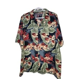 Chaps Ralph Lauren Men's Shirt XL Floral Hawaiian Ahola Short Sleeve Button up